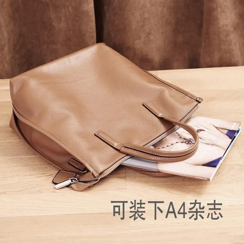 Leather Women's Bag 2022 New Simple Large-capacity Handbag First Layer Cowhide Soft Bag All-match One-shoulder Messenger Bag Tid