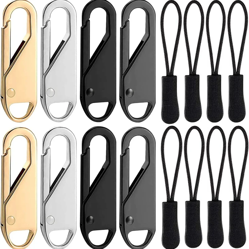 Zipper Pull Replacement, 8 Pieces Detachable Zipper Pull Tabs for Luggage Clothing Jackets Backpacks Boots Purse Coat
