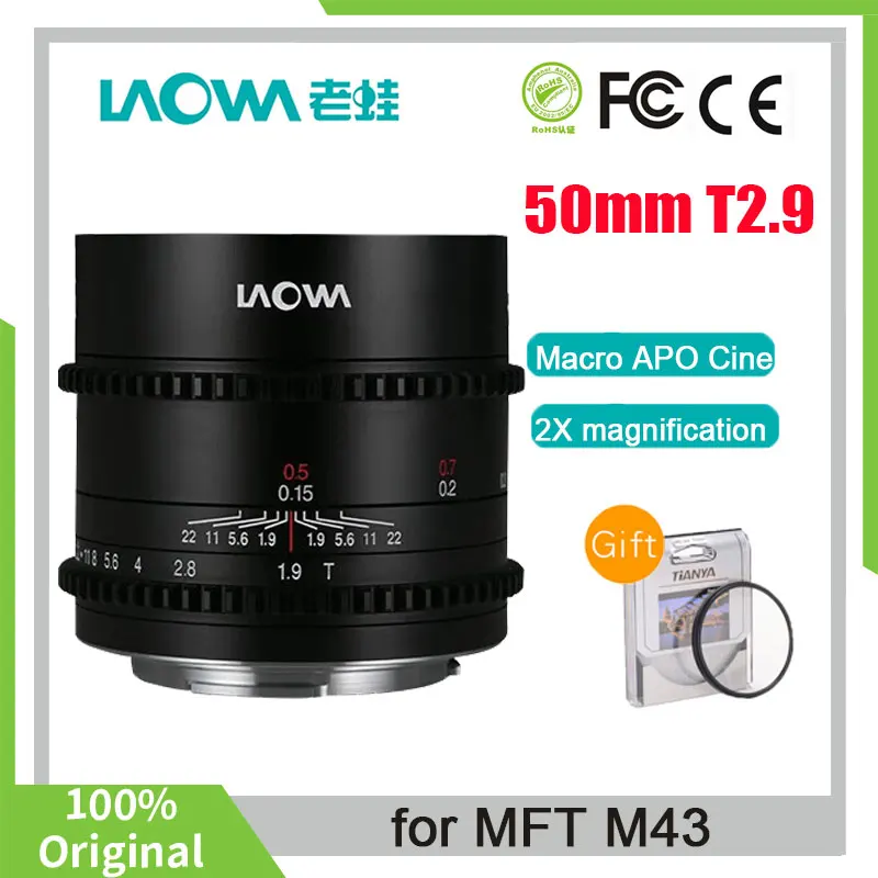 Venus Optics Laowa 50Mm T2.9 Apo 2X Macro Cine Lens Piedi/Metri Per Mft M43 Mft Come Per Bmpc4K Gh6 Zcam E2 M4