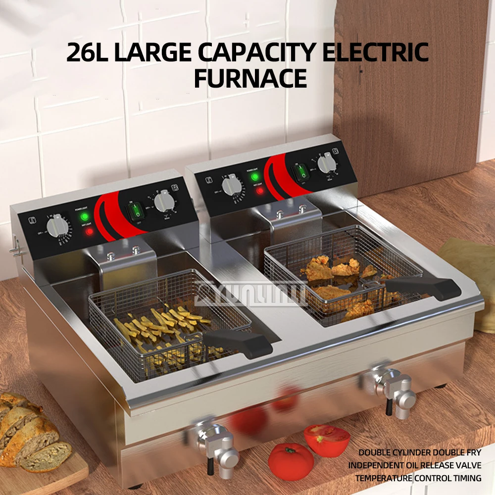 Commercial Electric Fryer Double Tank Deep Fryer Kitchen Equipment Freidoras Friteuse Electrique