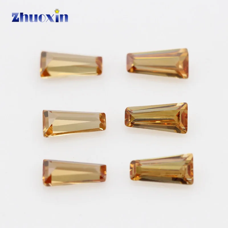 Size 2x1.5x1~6x3x2mm Champagne Trapezium Shape 5A CZ Stone Synthetic Gems Cubic Zirconia For Jewelry