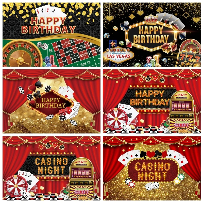 Las Vegas Casino Night Photography Sfondo Carta Da Gioco Roulette Tenda Rossa Decorazioni Per Feste Di Compleanno Sfondo Fotografico Puntelli Da Studi