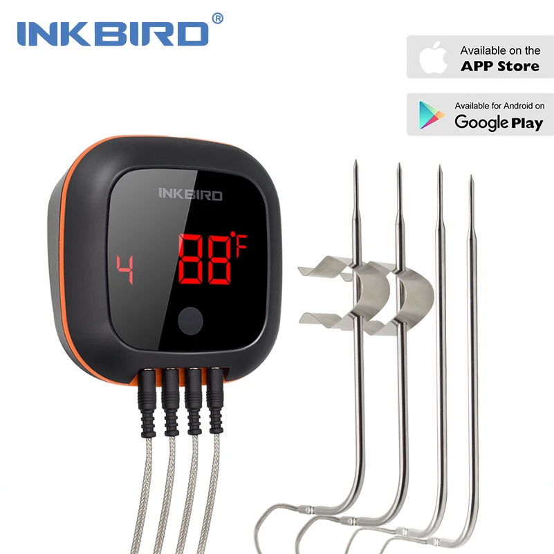 INKBIRD IBT-4XS Smart Control Kitchen Cooking Thermometer With Food-Grade Probe for BBQ Beef Eggs Sausage Seafood Milk Candy tp 101 digital meat thermometer cooking food kitchen bbq probe water milk oil liquid oven thermometer digital tp101