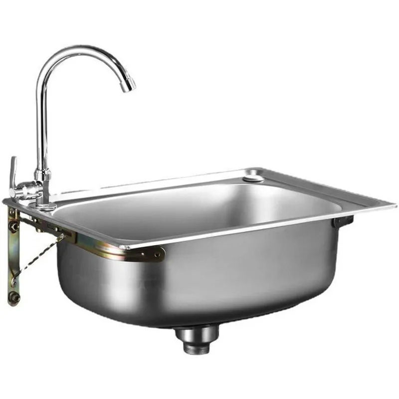 Stainless steel wall mounted sink,small single sink,kitchen simple vegetable washing basin,sink,single sink with support bracket