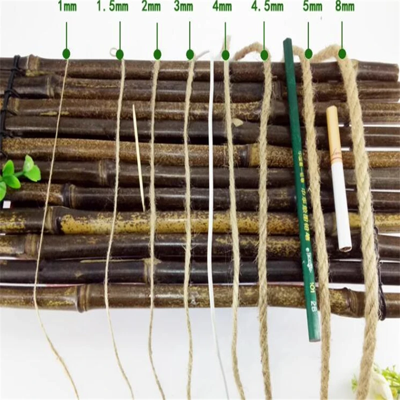 1mm 2mm 3mm 4mm 5mm 6mm 직경 천연 대마 코드 리넨 황마 코드 스레드 선물 패키지 직조 공예 공예 EH48