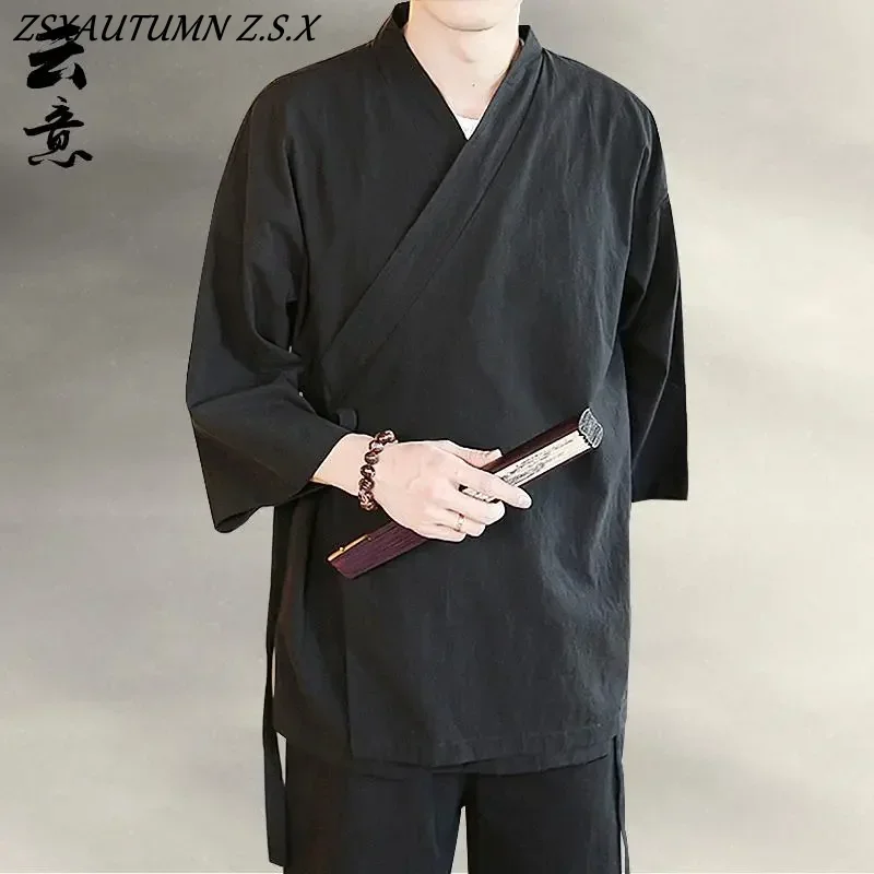 Men Chinese Style Shirt Traditional Chinese Style Hanfu Tops Men Shirt