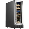 12Inch 16 Bottle Dual Zone Wine Cooler Refrigerator Professional Compressor, Stainless Steel & Tempered Glass For Red Wine 1