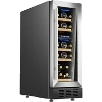 12Inch 16 Bottle Dual Zone Wine Cooler Refrigerator Professional Compressor, Stainless Steel & Tempered Glass For Red Wine 1