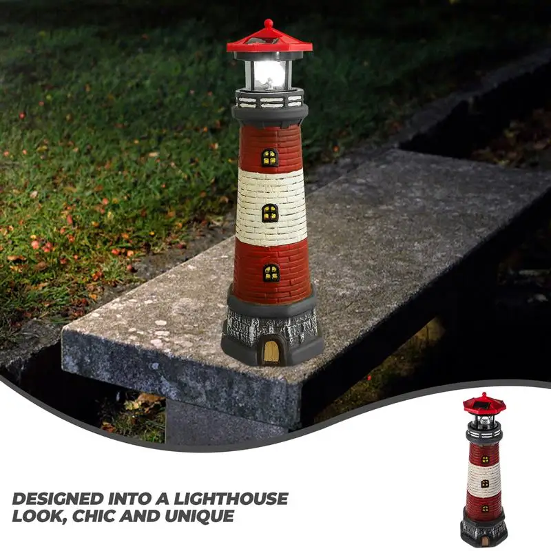 Solar Lighthouse Outdoor Led Solar Powered For Garden Statue Decorative Landscape Yard Lawn