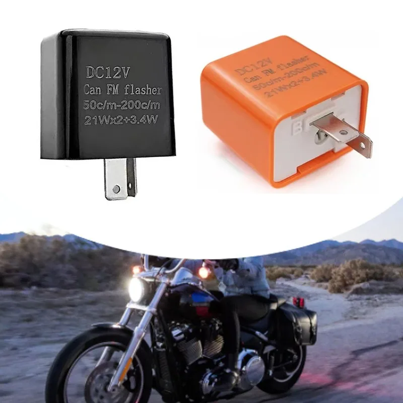 

12V Motorcycle 2 Pin LED Indicator Flasher Relay Adjustable Frequency Relay Turn Signal Light Blinker Indicator Motor Parts