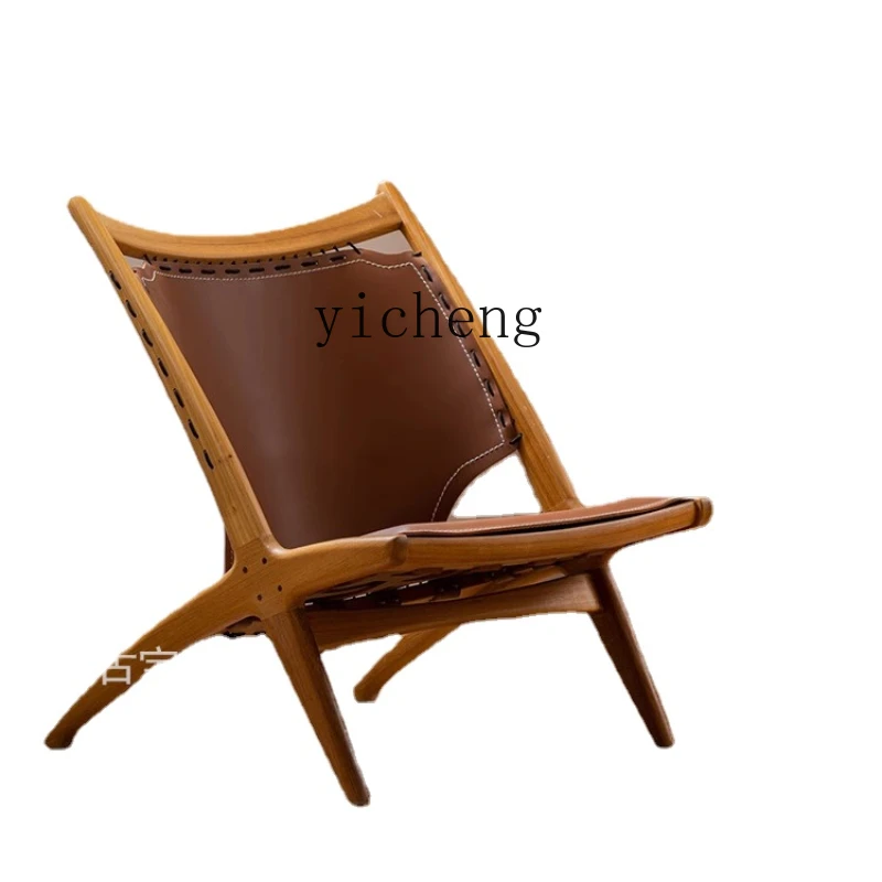 

Zc Single Leisure Couch Designer Model Saddle Leather Chair Household Minimalist Backrest Recliner