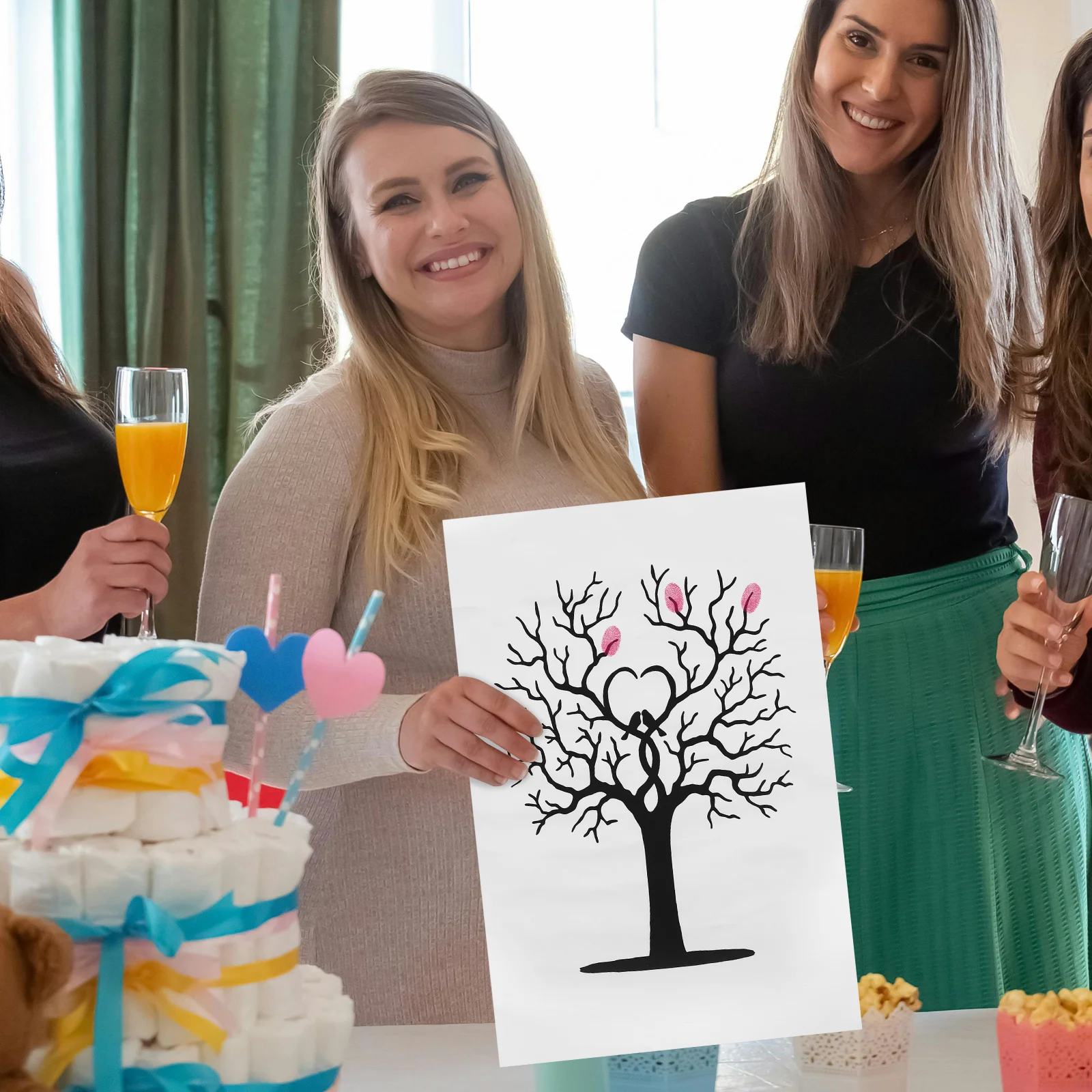 Fingerprint Guest Book Tree for Baby Shower Wedding Fingerprints Signing Canvas