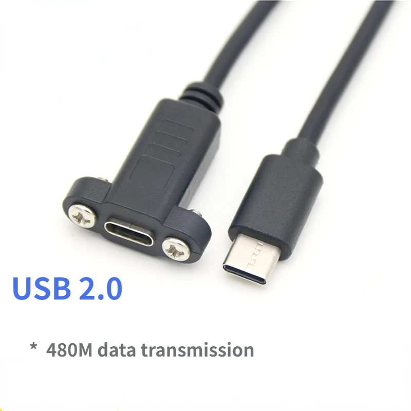 Durable USB-C Extension Cable with Panel Mount Screw – High-Speed USB 3.1 Data Transfer