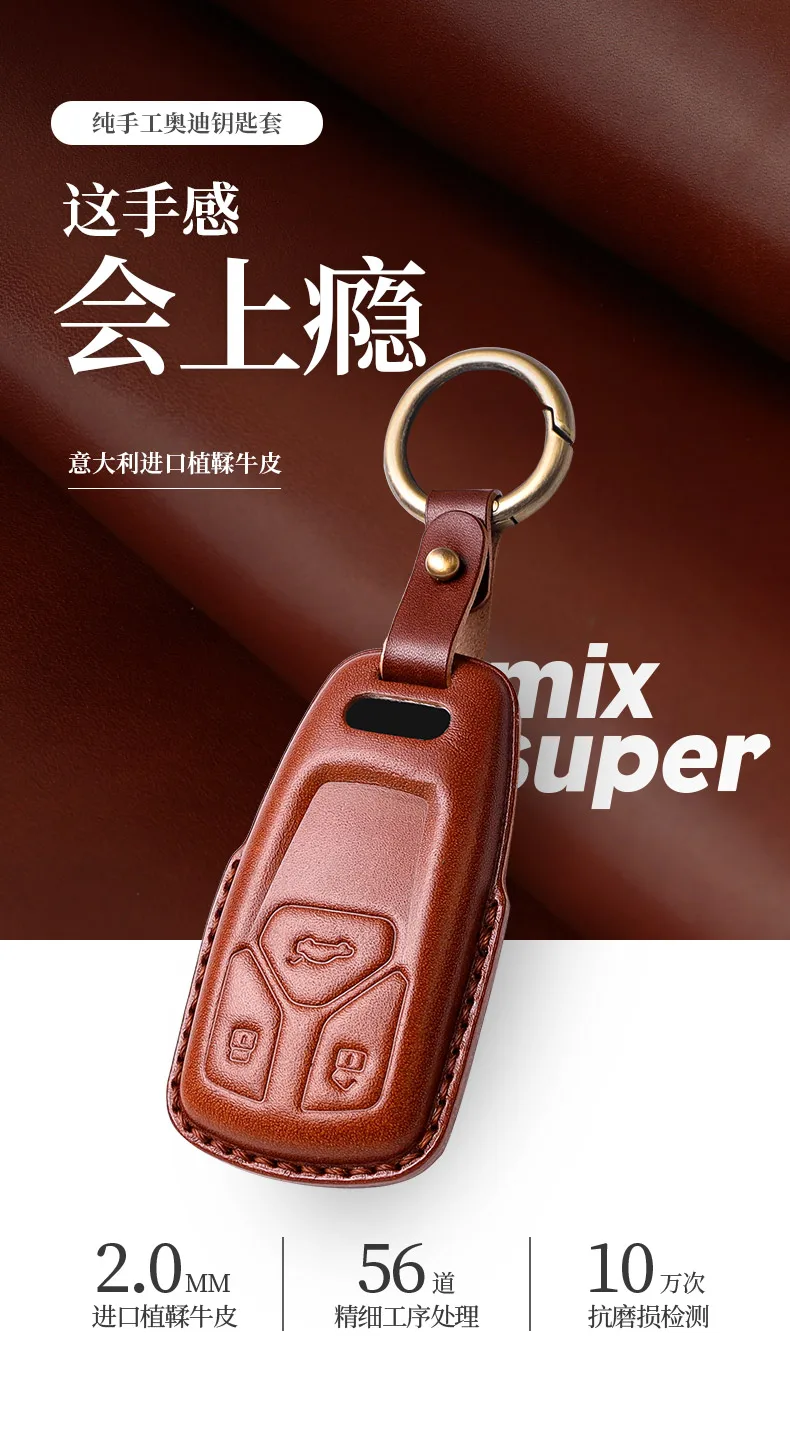 Custodia/cover per Chiave/telecomando in pelle fatta a mano per Audi A4 B9 A5 A6L A6 S4 S5 S7 8W Q7 4M Q5 TT TTS RS coupé accessori per lo Styling - Se652e37e88ee4ff1a9cbe598f3388221N