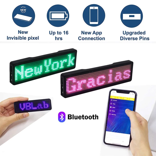 Rechargeable Bluetooth Digital Led Badge Diy Programmable Scrolling Message  Mini Led Name Tag Badge Module Support 15 Languages - Led Displays -  AliExpress