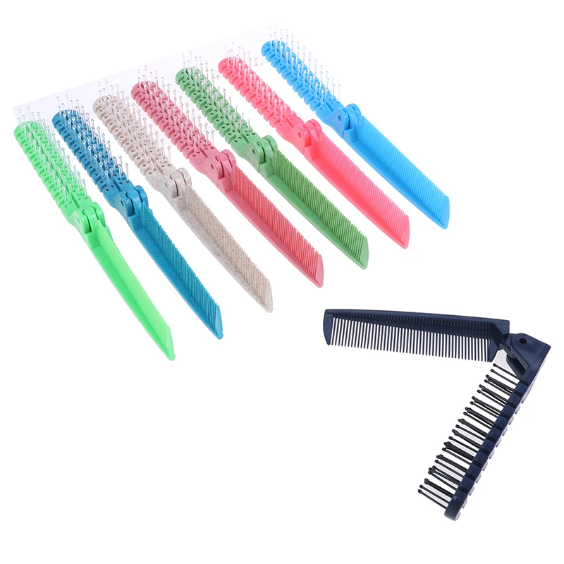Plastic Double Headed Toothed Women Travel Foldable DIY Hair Beauty Comb Brush