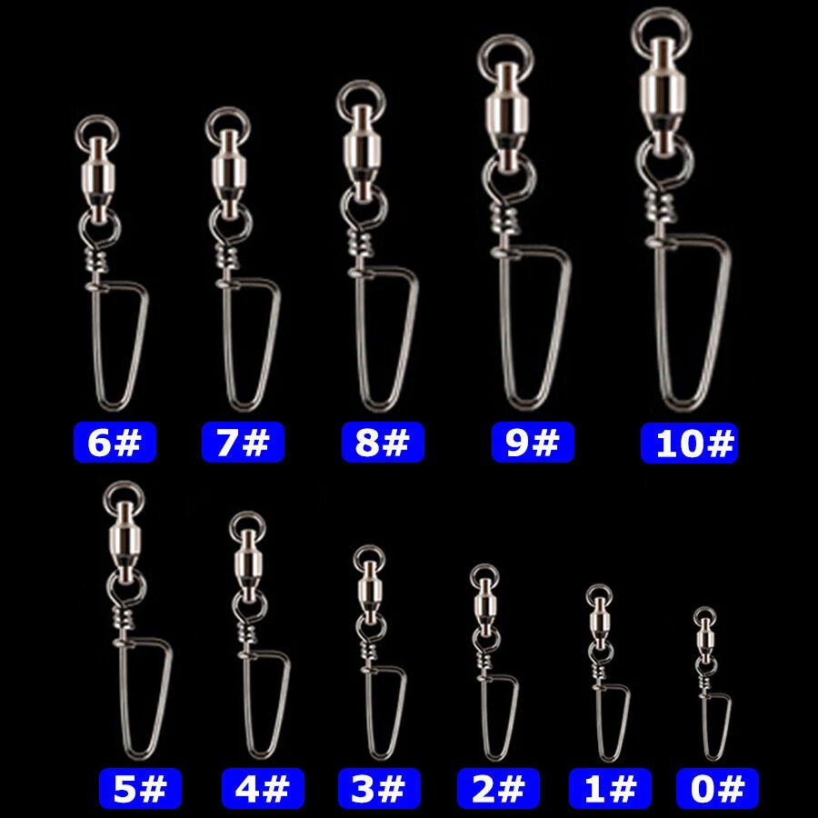 Fishing Ball Bearing Swivel Snap Coastlock Snap High Speed Trolling Connector Stainless Steel