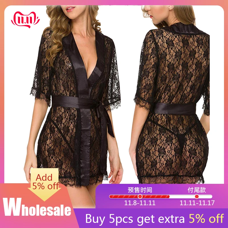 

Lace Dress Transparent Women Sleepwear Sexy Lingerie Hot Women Nightgown Thin Erotic Costume Charming Fashion Female Nightdress