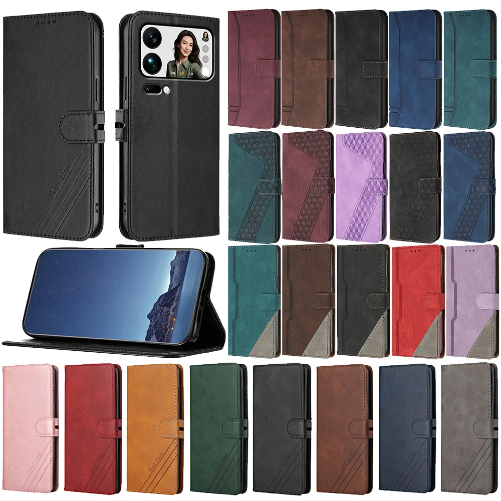 Luxury Magnetic Flip Leather Wallet Phone Case with Card Holder and Stand Function