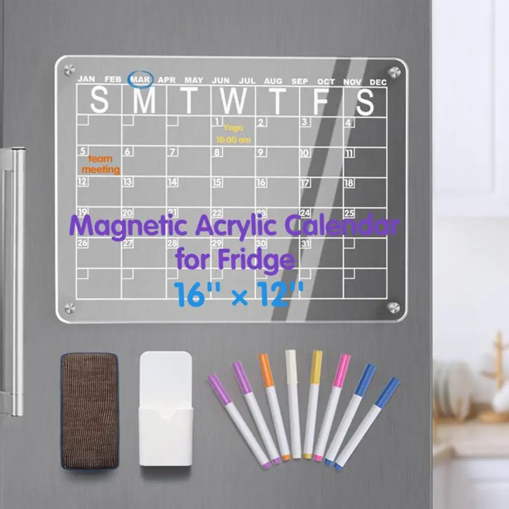 

Acrylic Fridge Message Board Fridge Magnet Sticker Calendar Board Planner Reusable Magnetic Dry Erase Board Schedule Memo Marker