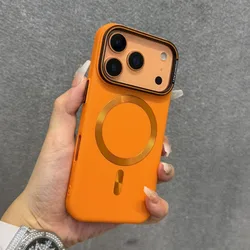 MagSafe Matte Ultra Slim Magnetic Wireless Charging Case - Skin Feel Cover - iPhone 15 Plus (Orange)