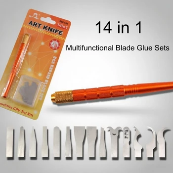 Kit di Riparazione Elettronica 14-in-1, Strumenti di Precisione per Rimozione Colla e Sollevamento Chip IC per Smontaggio Smartphone e Computer Portatili