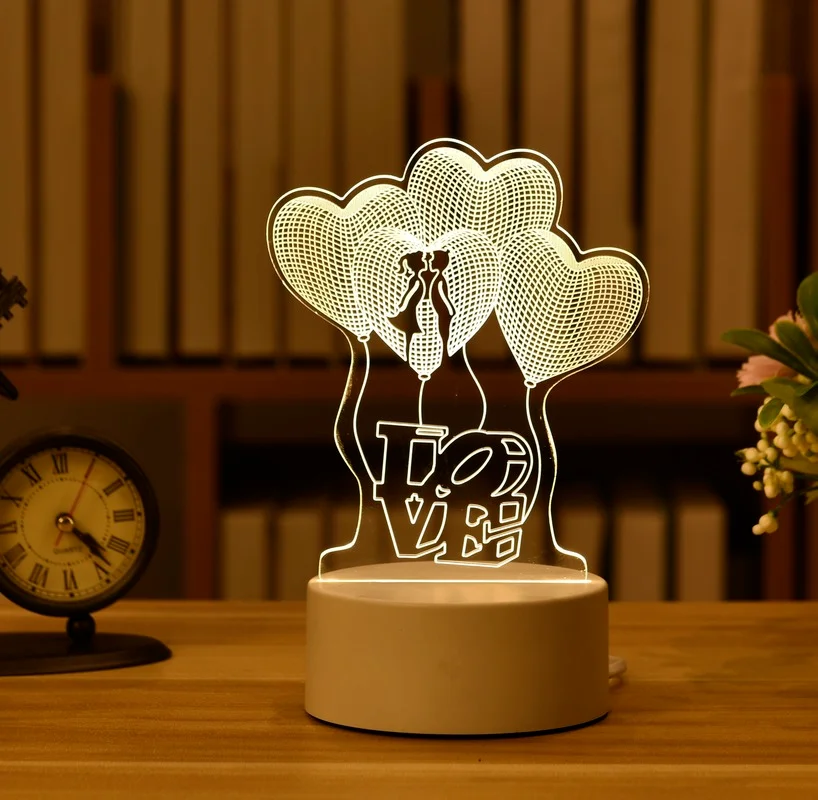 3D LED Romantic Valentine's Day LOVE Night Light Table Desk Standing Lamp Gift 