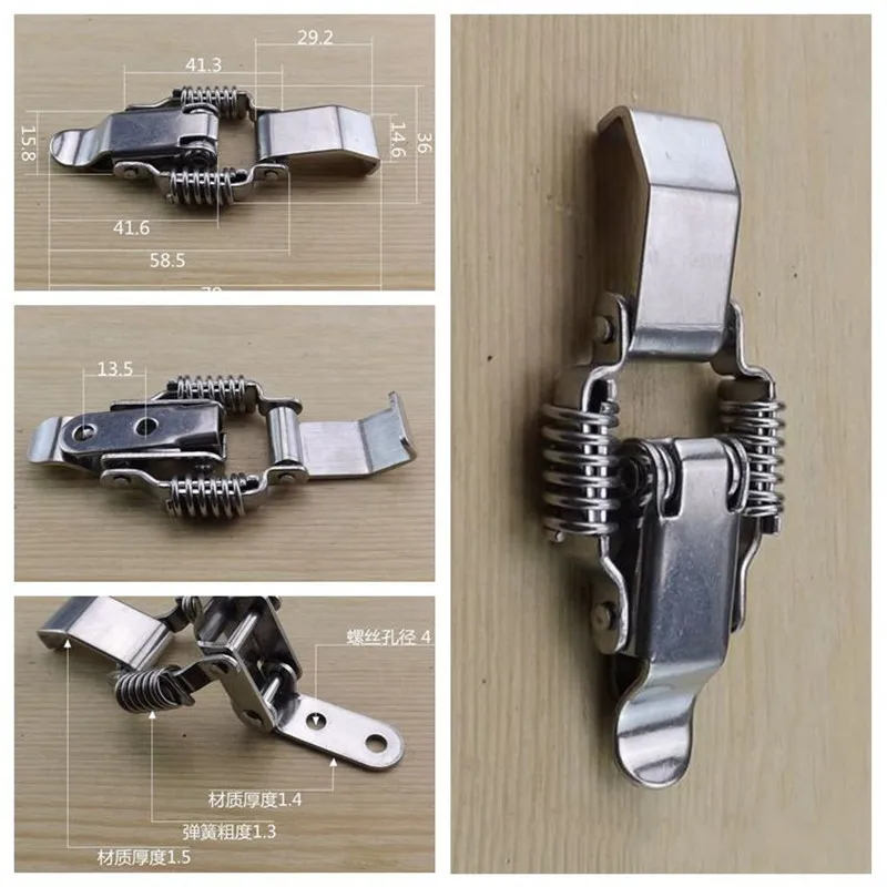 Stainless Steel Double Spring Locking Latch Hasps Chest Toggle Catch Clasp Box Loaded Hinges Furniture Hardware Accessories furniture hardware toggle latches decorative latches