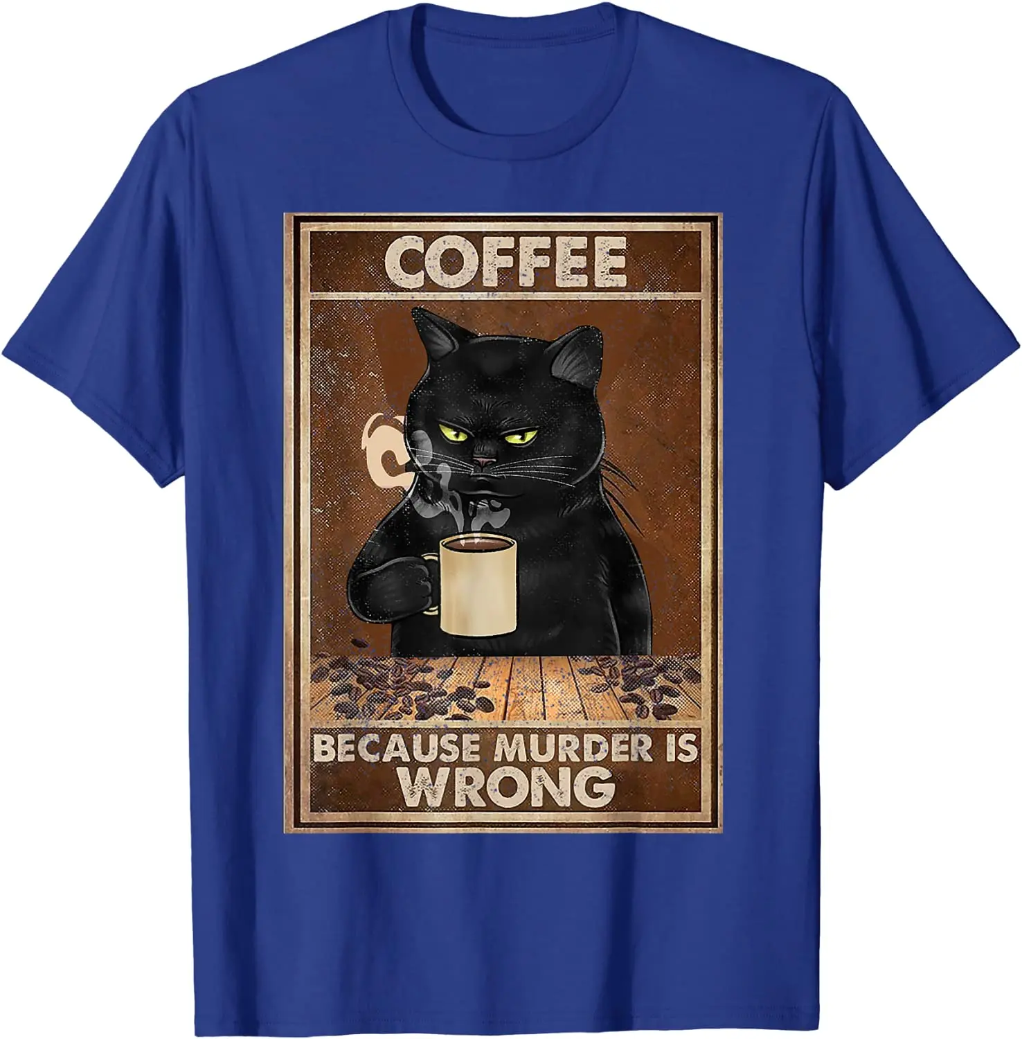 Black Cat Coffee Humor Oversized Cotton T-Shirt