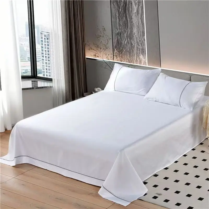 White 100% Cotton Bedsheet Thick Hotel Single Double Bed Sheet Set High-quality Flat Sheet Twin Queen King Bedding Home Textiles 2