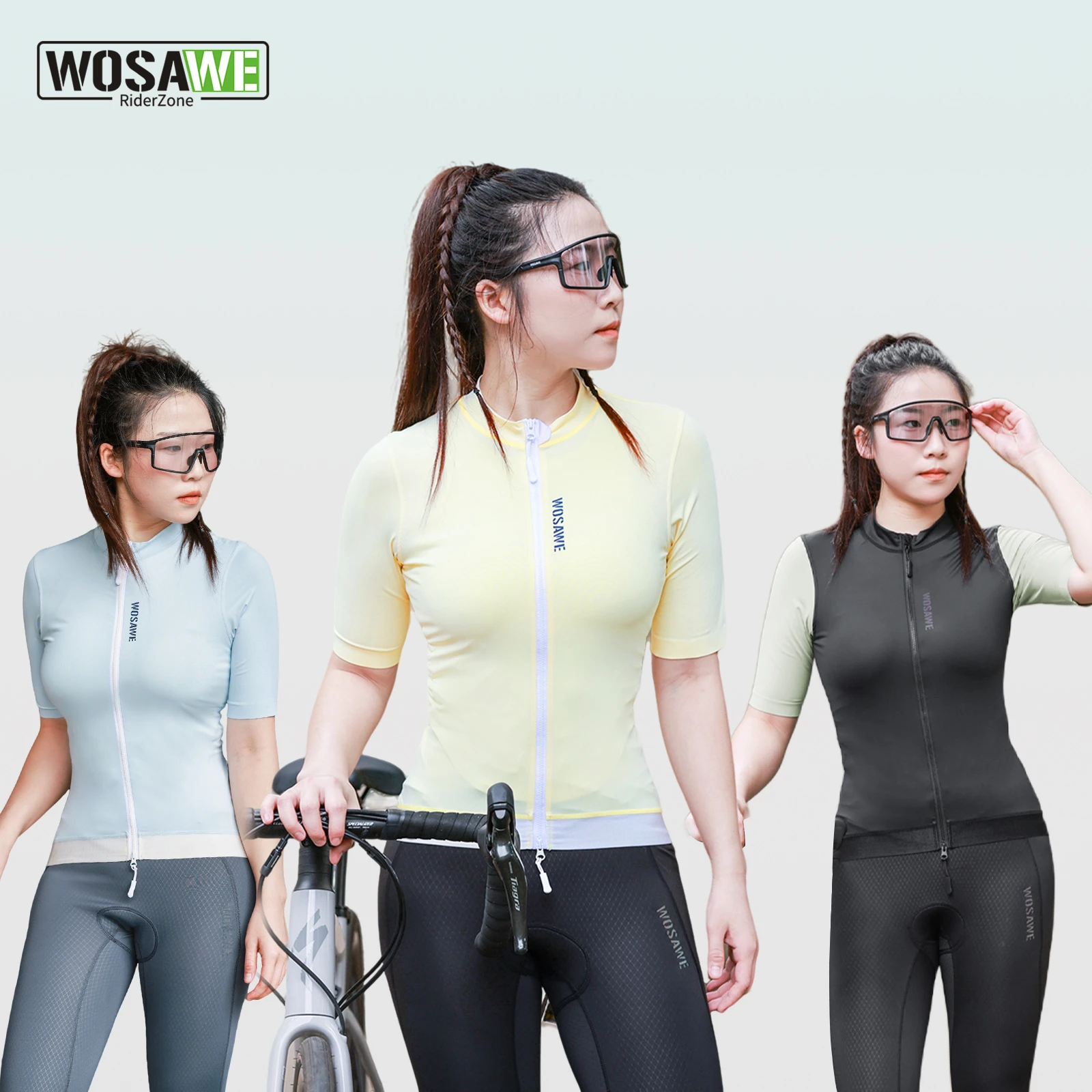 WOSAWE Women's Cycling Jersey Short Sleeve Summer Bicycle Jersey Road Bike Shirt Cycling Clothing Breathable Pro Team