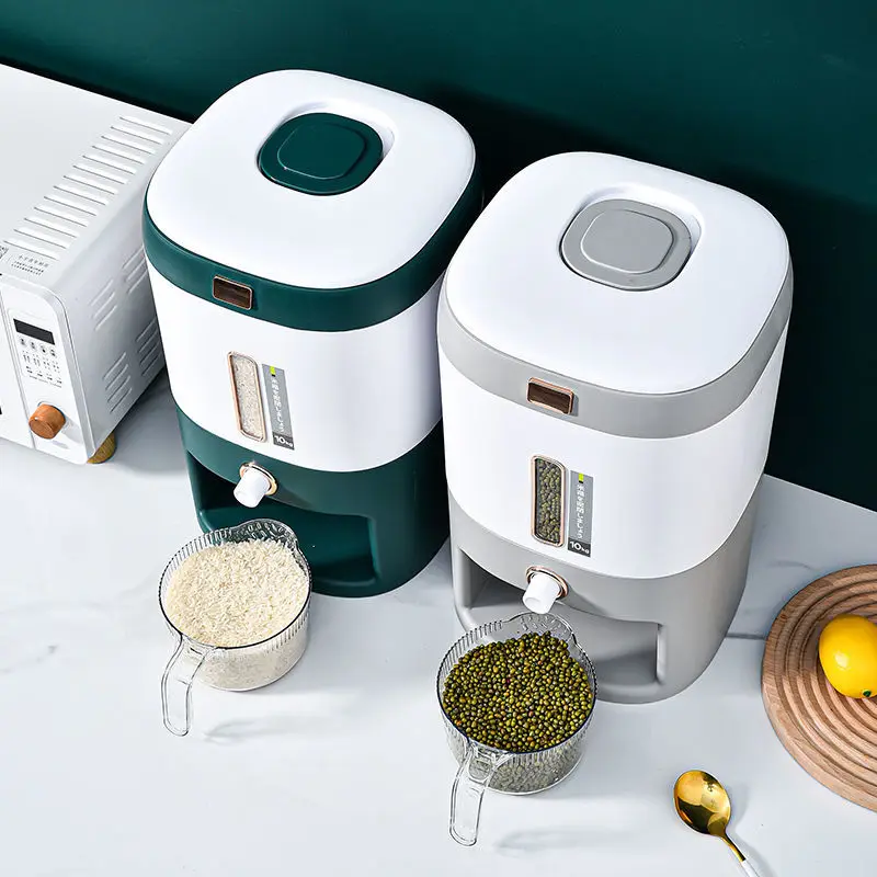 10-Kg Multi-Function Rice Bucket Large-Capacity Press-Sealed Rice Tank Household Kitchen Dry Rice Food Container Storage Bin