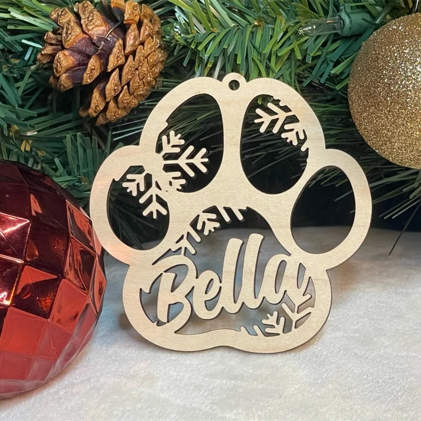 

Dog Ornament Personalized,Pet Ornaments,Paw Print,Dog Christmas Ornament,Pet Memorial,A Christmas gift for dogs