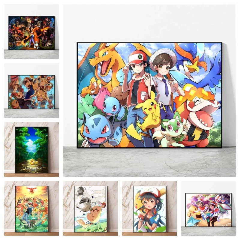 

Canvas Artwork Painting Pokemon Pikachu Picture Poster Toys Decor Gifts Room Home Decoration Paintings Modular Prints