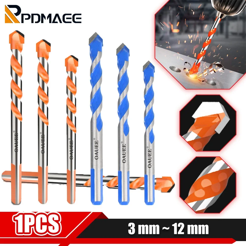 Oauee Threaded Triangle Tungsten Steel Wall Tile Concrete Drilling Bit Household Marble Overlord Diamond Hand Electric Drill round handle electric hammer drill bits 6 8 10 12 14 16 18 20mm cross type tungsten steel alloy for masonry concrete rock stone