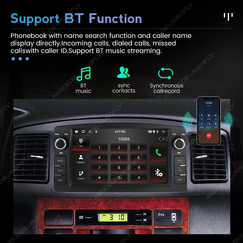 도요타 코롤라 자동차 라디오, GPS, 와이파이, BT, 올인원, 7 인치 멀티미디어 플레이어, 2Din 카플레이, 2003-2006 내비게이션, BYD F3