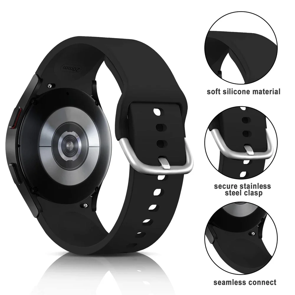 Universal 20mm Silicone Watch Strap - No Gaps Design