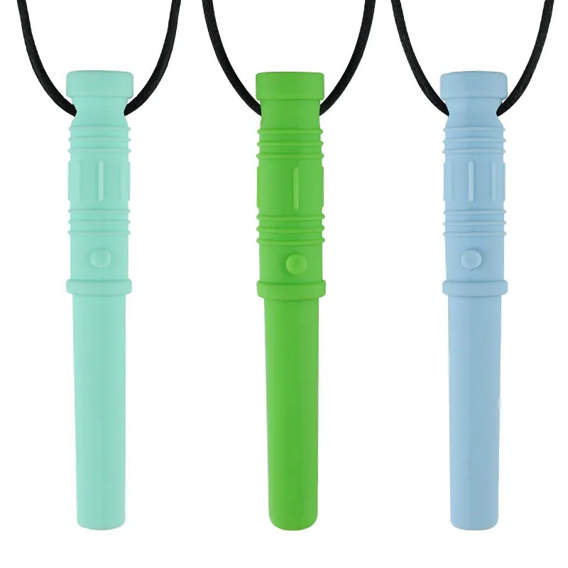 1Pcs Newborn Sensory Chew Necklace Chewy Kids Silicone Biting Teethers Toy Silicone Teether for Children With Autism Accessories 2