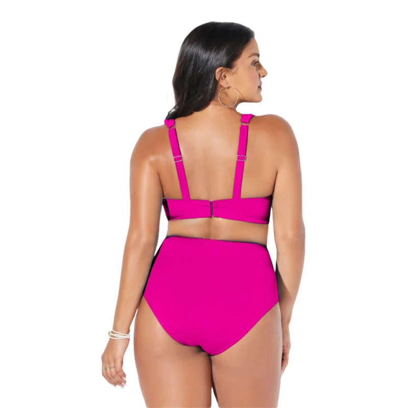 Women High Waisted Bikini Set Push Up Deep V Plus Size Swimsuit Tops Padded Female Beachwear Swimwear 2 Piece Bathing Suits
