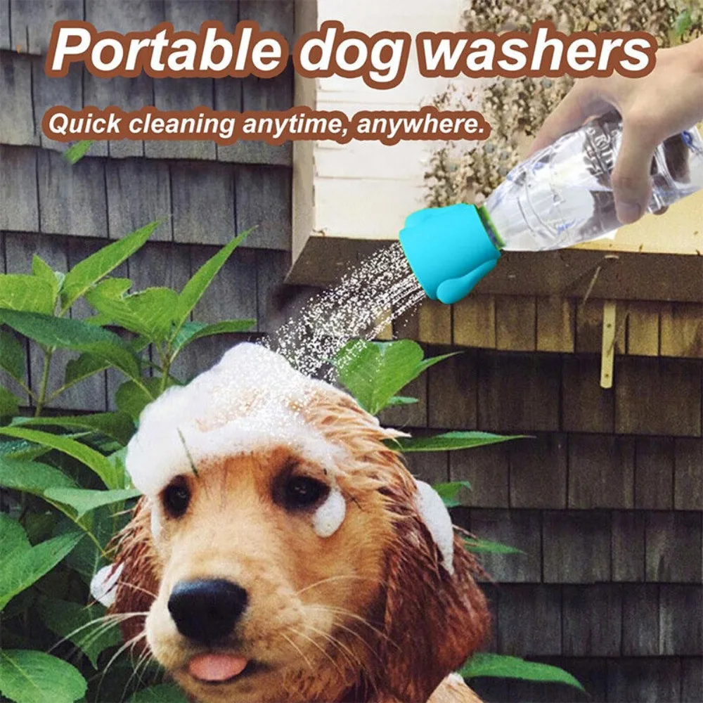 Portable Water Bottle Shower Cap Pet Shower Head Spray Dog Shower Attachment Water Bottle Shower Cap Kettle Shower Head