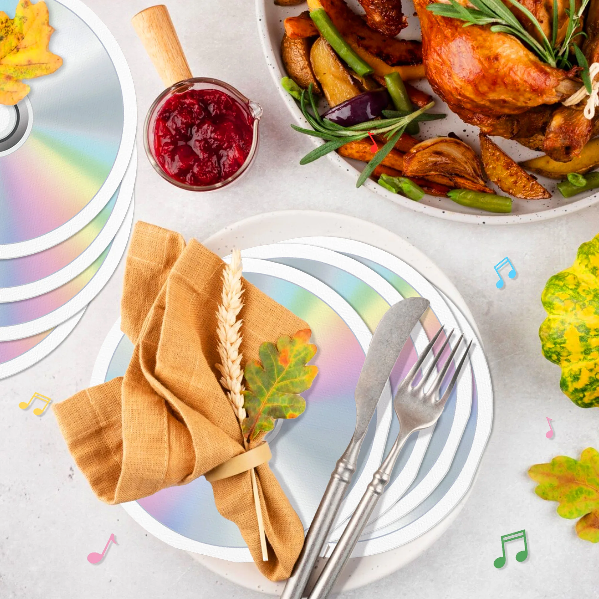 20/40/60 Stück optische Scheibe CD-förmige Einwegservietten Abendessen Papiertaschentücher für Hochzeit Geburtstag Musik Party Dekoration – Detail 8