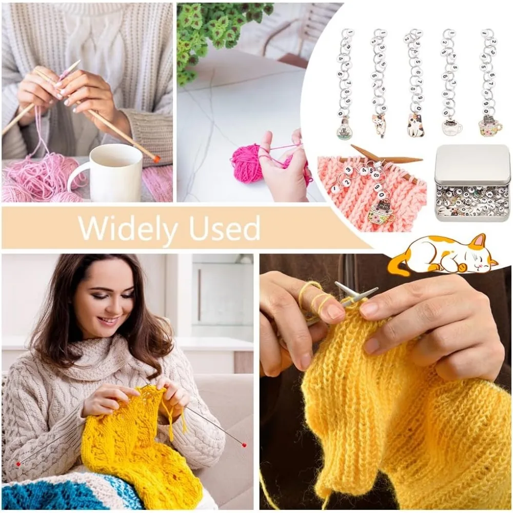Beads Row Counter Chains Row Counting Accessories with Iron Linking Ring for Sewing Knitting Crochet Tracking Project Progress