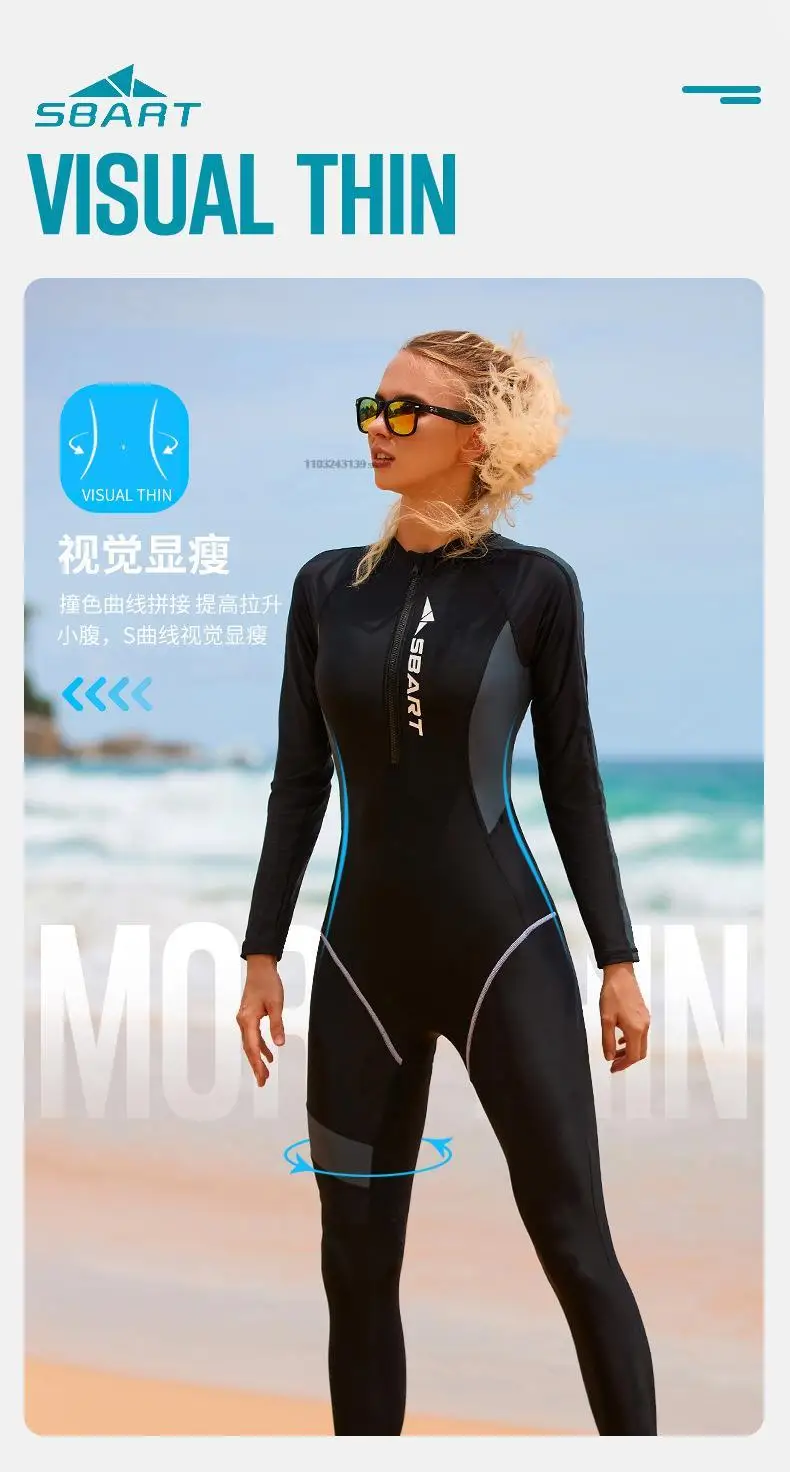Description Picture 4 of itemWomen Scuba Diving Skin Rash Guard Swimming Snorkeling Surfing Long Sleeve Full Wetsuits Jellyfish M-2XL