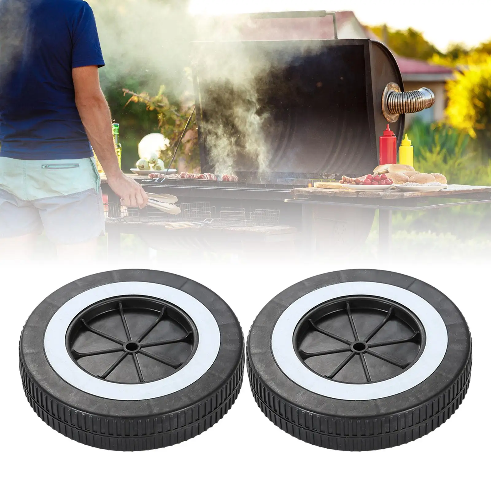 BBQ Wheels Easy to Install Gas Grills Wheels for Barbecue Patio Garden 2x