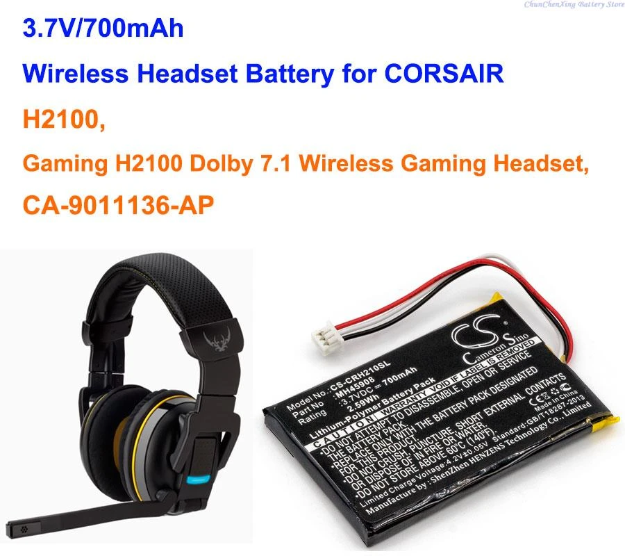 Concurrenten pindas verraad Cameron Sino 700mah Battery Mh45908 For Corsair Ca-9011127-na,  Ca-9011136-ap, Gaming H2100 Dolby 7.1 Wireless Headset, H2100 - Digital  Batteries - AliExpress