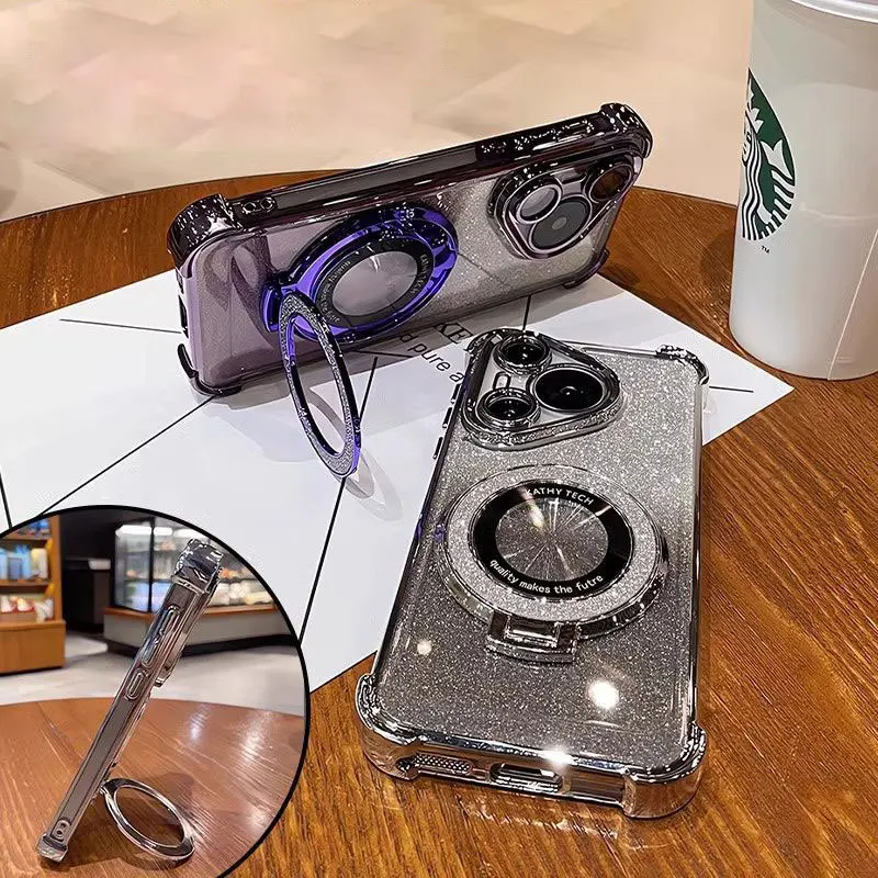Luxury Lanyard Glitter Magnetic Holder Silicone Case