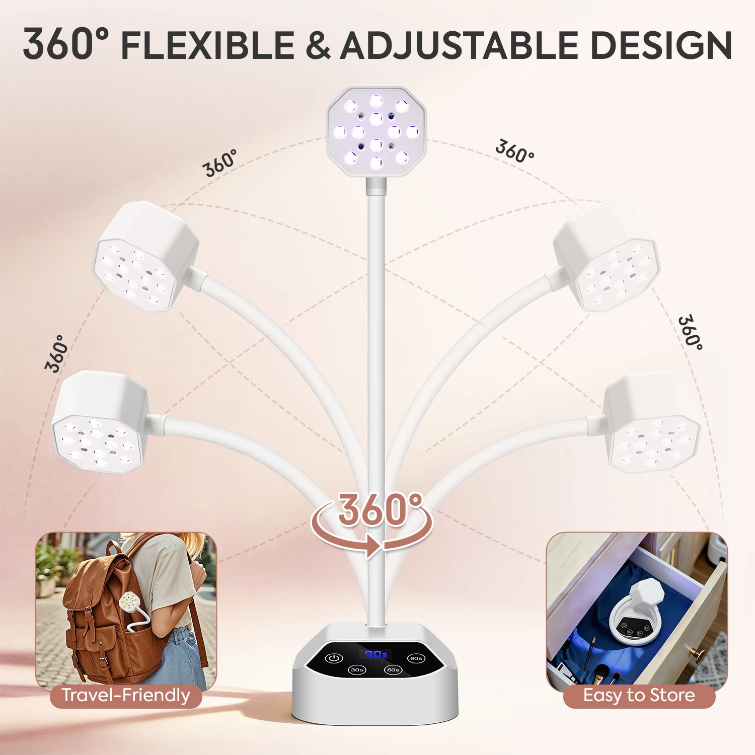 12개의 LED, 3가지 타이머 설정, LCD 디스플레이, 1500mAh 배터리, 빠른 경화를 위한 휴대용 젤 네일 램프가 포함된 무선 네일 드라이어