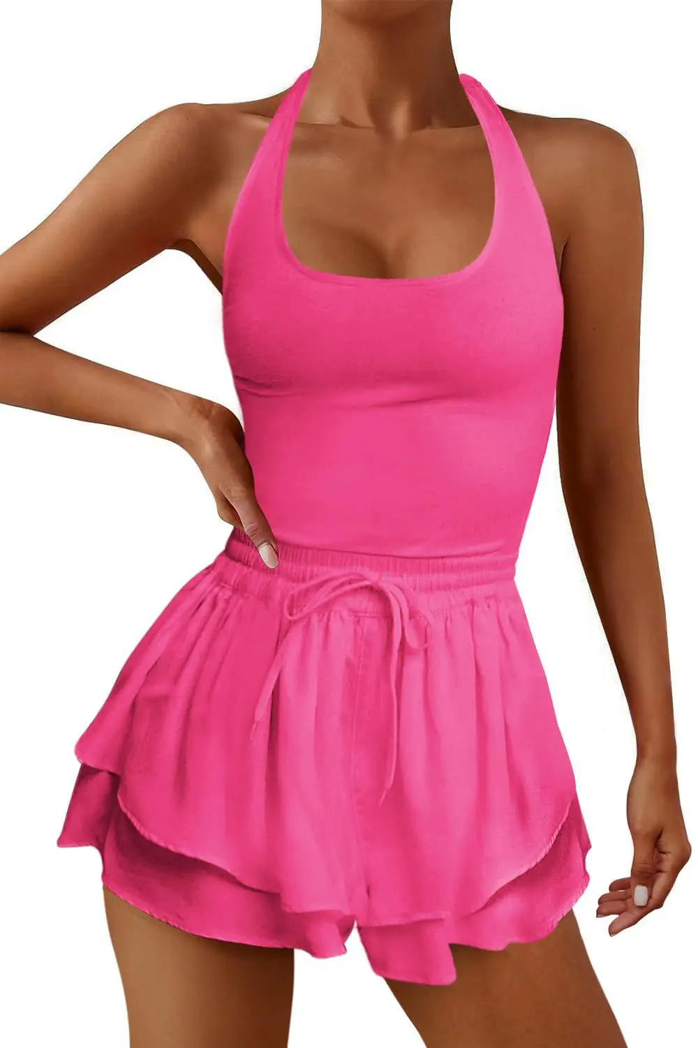 thumbnail image 1 of Monos de entrenamiento 2XL para mujer, monos sexys de una pieza sin espalda, sin mangas, con espalda cruzada, para yoga y correr, 1 of 5