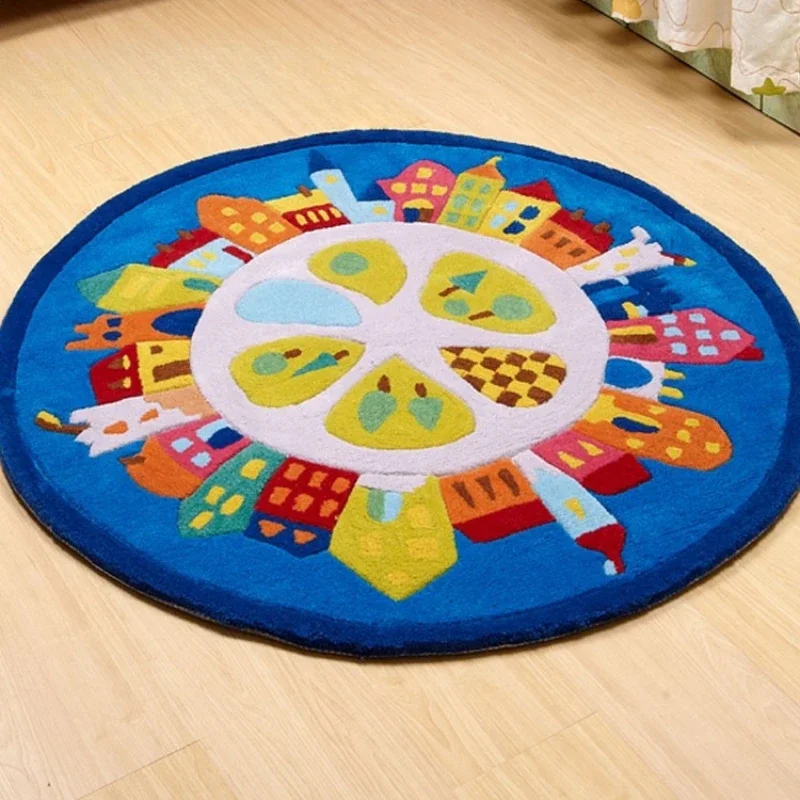 

Circular Children's Cartoon Early Education Kindergarten Castle Home Carpet Living Room Computer Chair Handmade Carpet