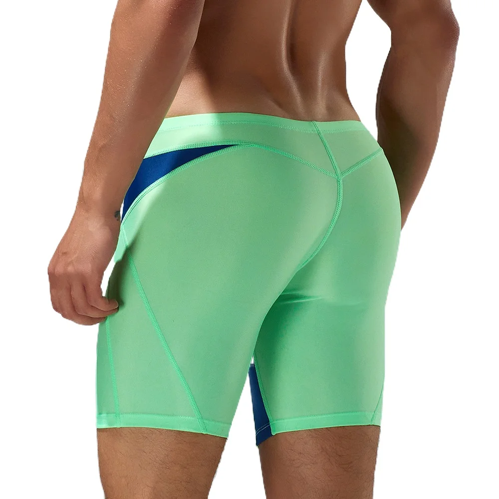Seobean Swimwear Men Long Boxer Trunk Bikini Swim Wear Shorts Low Cut Sexy Mens Beach Swimsuit Surf Bathing Suit Swimming Trunk